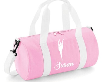 Personalised Gymnastics Barrel Bag for Girl Gymnasts | Bags for Kids Gym & Sports Equipment Storage | 20x20x40cm 12L Gymnast Design on Bag