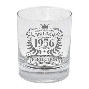 Vintage 1956 Engraved Whiskey Glass - Personalised 70th Birthday Aged to Perfection – 70 Year Gifts Bourbon Scotch Whisky Tumbler or Coaster image 11