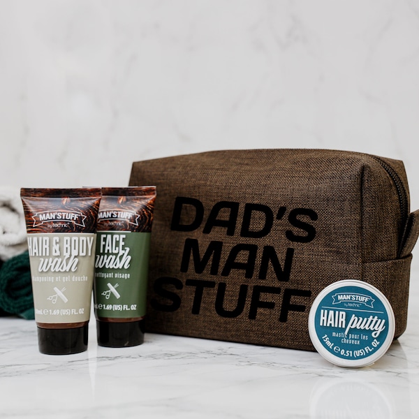 Personalised Men's Travel Wash Bag Filled With Men's Pamper Kit | Men's Toiletry Bag Gift for Him | Dad Birthday Gifts | Fathers Day Gifts
