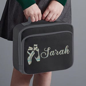 Gepersonaliseerde lunchtas voor balletdanser voor meisjes Gepersonaliseerde lunchtas voor dansen voor kinderen met naam en balletschoenen Schoollunch koeltas
