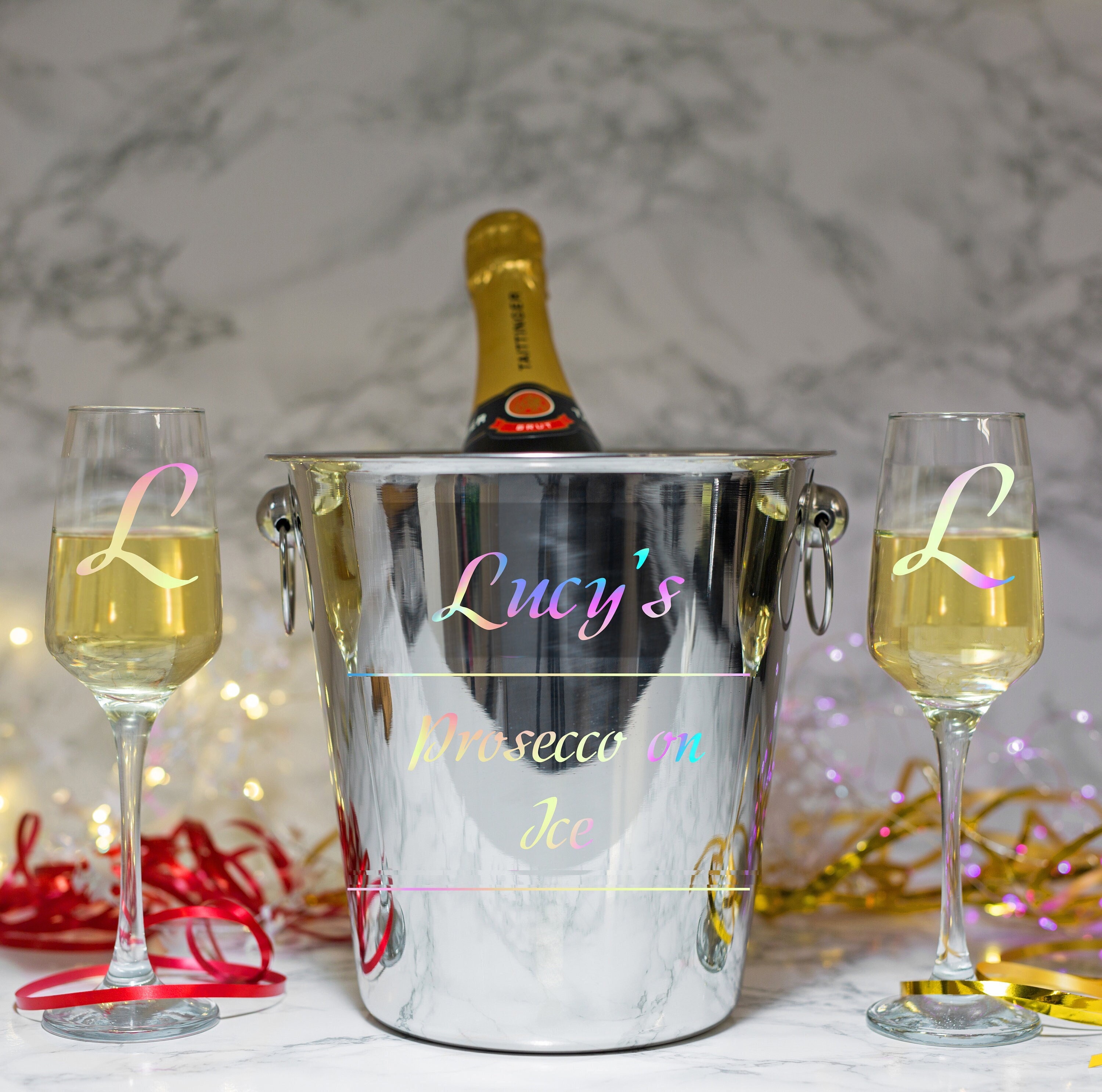 Personalized Nickel Champagne Bucket