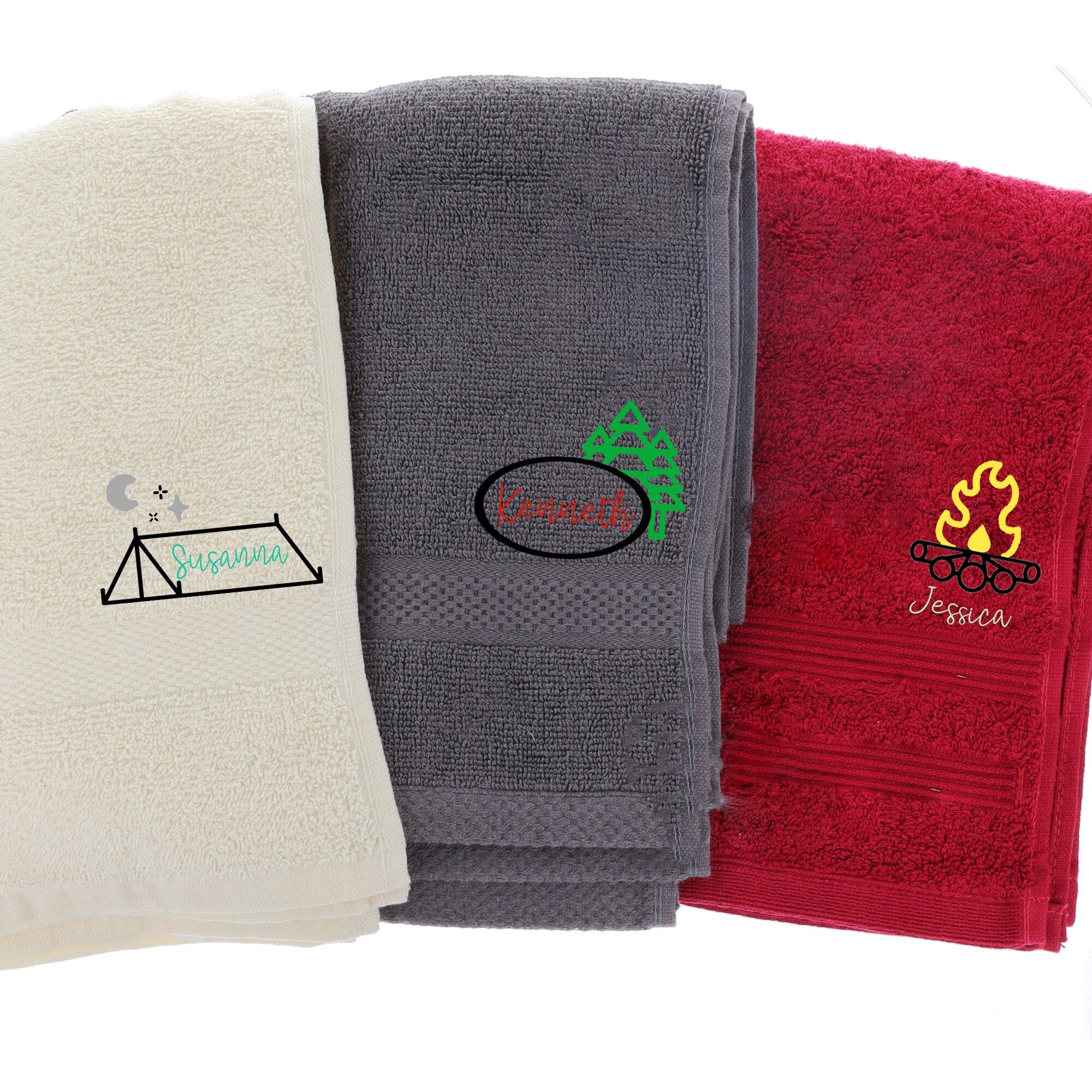 Personalised Embroidered Camping Towel Bath or Hand Towels Etsy
