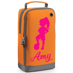 Personalised Football Boot Bag with Name & Design Football Bag Gift for Kids Him or Her Football Boot Gym Kit Custom Football Boot Bag Girl with Pony Tail