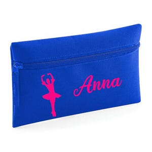 Personalised Pencil Case with Ballerina and Child's name | Variety of Colours & Custom Designed | Girls Storage Dance Accessories Zip Bag