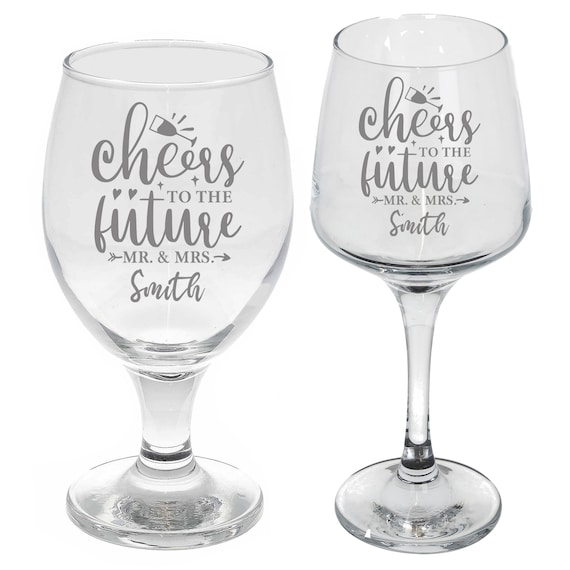 Wedding & Engagement Personalized White Wine Glass