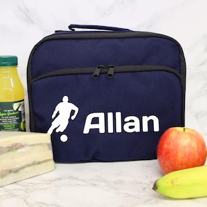 Sac de football personnalisé pour fille ou garçon Sac à lunch personnalisé pour enfants avec le nom et les motifs d'un sac isotherme pour le déjeuner de l'école de football