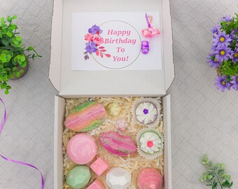 Bath Bomb Hamper Gift Set | Birthday Gifts For Her | Large & Small Bath Fizzer Set | Pamper Hamper Spa at Home Gift | Gifts for Mum / Teens