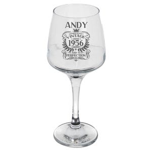 Vintage 1956 Engraved Wine Glass - Personalised 70th Birthday Aged to Perfection – 70 Year Old Gifts Wine Glass & Optional Coaster Set image 19