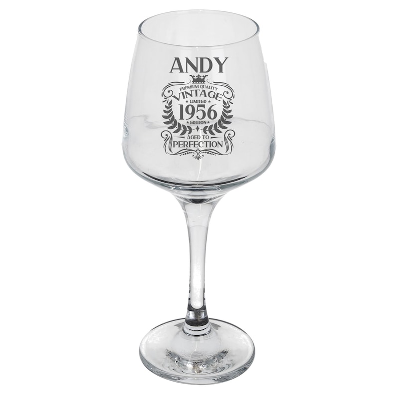 Vintage 1956 Engraved Wine Glass - Personalised 70th Birthday Aged to Perfection – 70 Year Old Gifts Wine Glass & Optional Coaster Set image 19