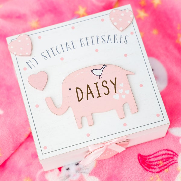 Personalised Baby Keepsake Box | Pink Baby Girl Memory Box | Engraved Children's Keepsake Box | Baby Box Newborn Gift | Baby Shower Gift