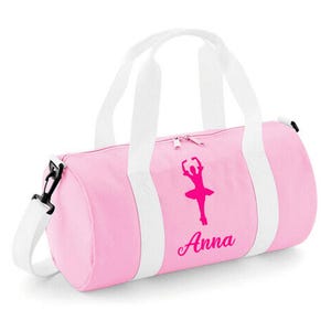Personalisierte Tanzen Barrel Tasche für Mädchen Tanzen | Taschen für Kinder Lagerung von Turn- und Sportgeräten | 20x20x40cm 12L Ballerina Design Fasstasche