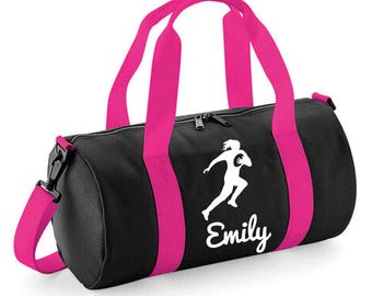 Gepersonaliseerde barreltas rugbyspeler | Sporttas voor meisjes en kinderen Opberger voor sportuitrusting | Stijlvolle duurzame reistas van 20 x 20 x 40 cm 12 l