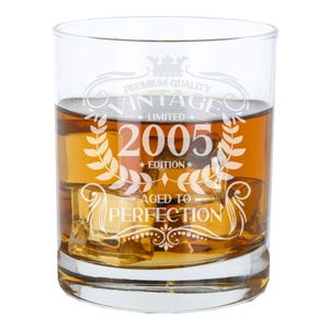 Personalised Vintage 2005 Engraved Whiskey Glass - 21st Birthday Aged to Perfection – 21 Year Old Gifts Bourbon Scotch Whisky Tumbler Glass image 12