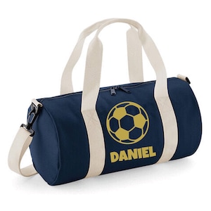 Sac baril de football personnalisé pour fille et garçon | Sacs de rangement pour équipement de football pour enfants | 20 x 20 x 40 cm 12 L Ball and Name Design Fourre-tout