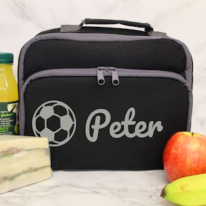 Gepersonaliseerde voetballunchtas voor jongens en meisjes - Gepersonaliseerde lunchtas voor kinderen met naam en voetbalschoollunchkoeltas