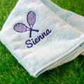 Personalised Embroidered Tri Fold Tennis Towel | Custom Tennis Towel with Carabiner Clip | Personalised Tennis Gift | Gift for Tennis Lover| product logo