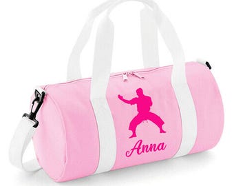 Personalised Martial Arts Holdall – 12L Gym Bag for Karate, Judo & Taekwondo | Custom Kids and Adults Barrel Duffel, 5 Colour Options