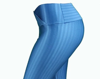 High Waist 3D Compression Brazilian Leggings Sky Blue