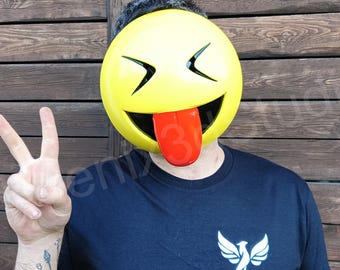 LOL Emoji Mask – Tongue Out Meme Face – Funny Cosplay or Halloween Prop