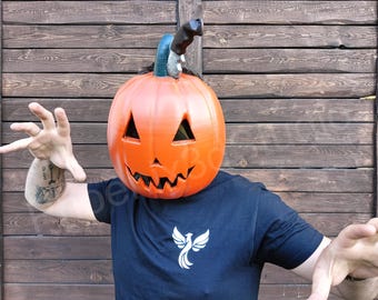 Knife Pumpkin Mask – Giant Halloween Jack-o'-Lantern – Horror Cosplay Prop