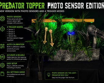 Décoration de la jungle Predator avec son et lumières : décoration de flipper, diorama de prédateur, décoration de salle de jeux, écran de science-fiction, objet de collection interactif