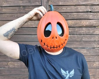 Full Face Pumpkin Mask – Giant Halloween Jack-o'-Lantern Cosplay Prop – Scary Costume Piece