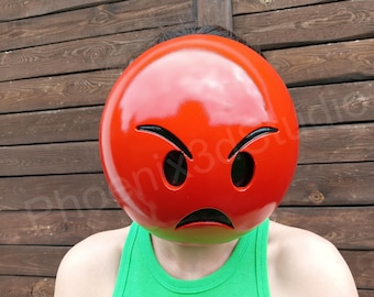 Angry Emoji Mask – Red Mad Face Meme Cosplay Prop – Fan Art