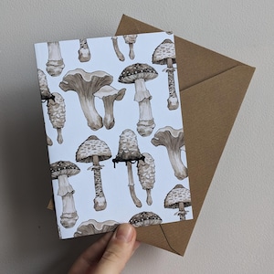 de voeux de champignons britanniques | Agaric de mouche champignon vénéneux en quête de nourriture | Aquarelle | Cartes de remerciement, cartes d'anniversaire, toutes les occasions