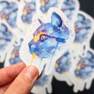 Watercolour Cat Sticker | 'Purrito' | Cute Animal Decal | Gifts for Cat & Kitten Owners | Glossy Sticker