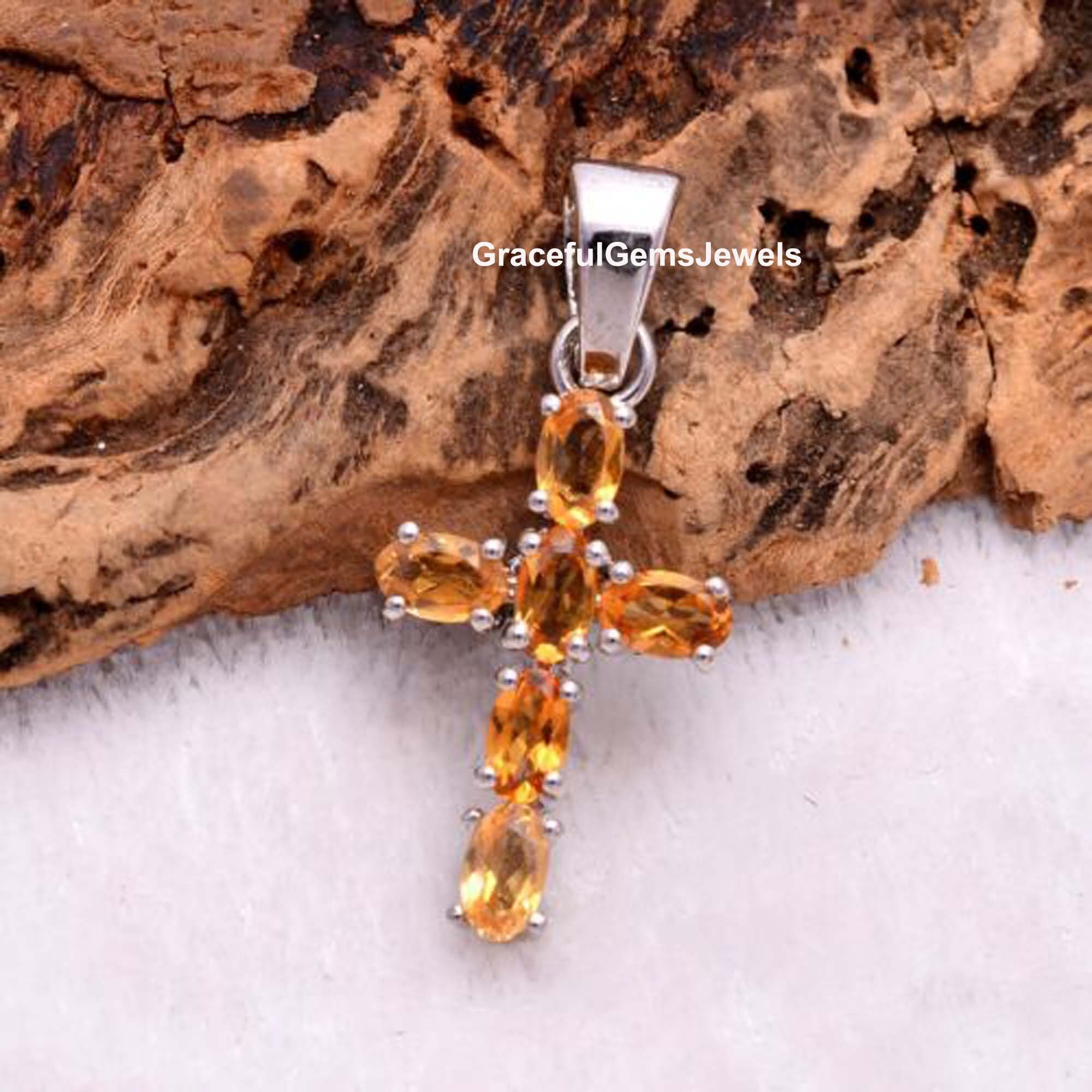 Yellow topaz cross necklace deals