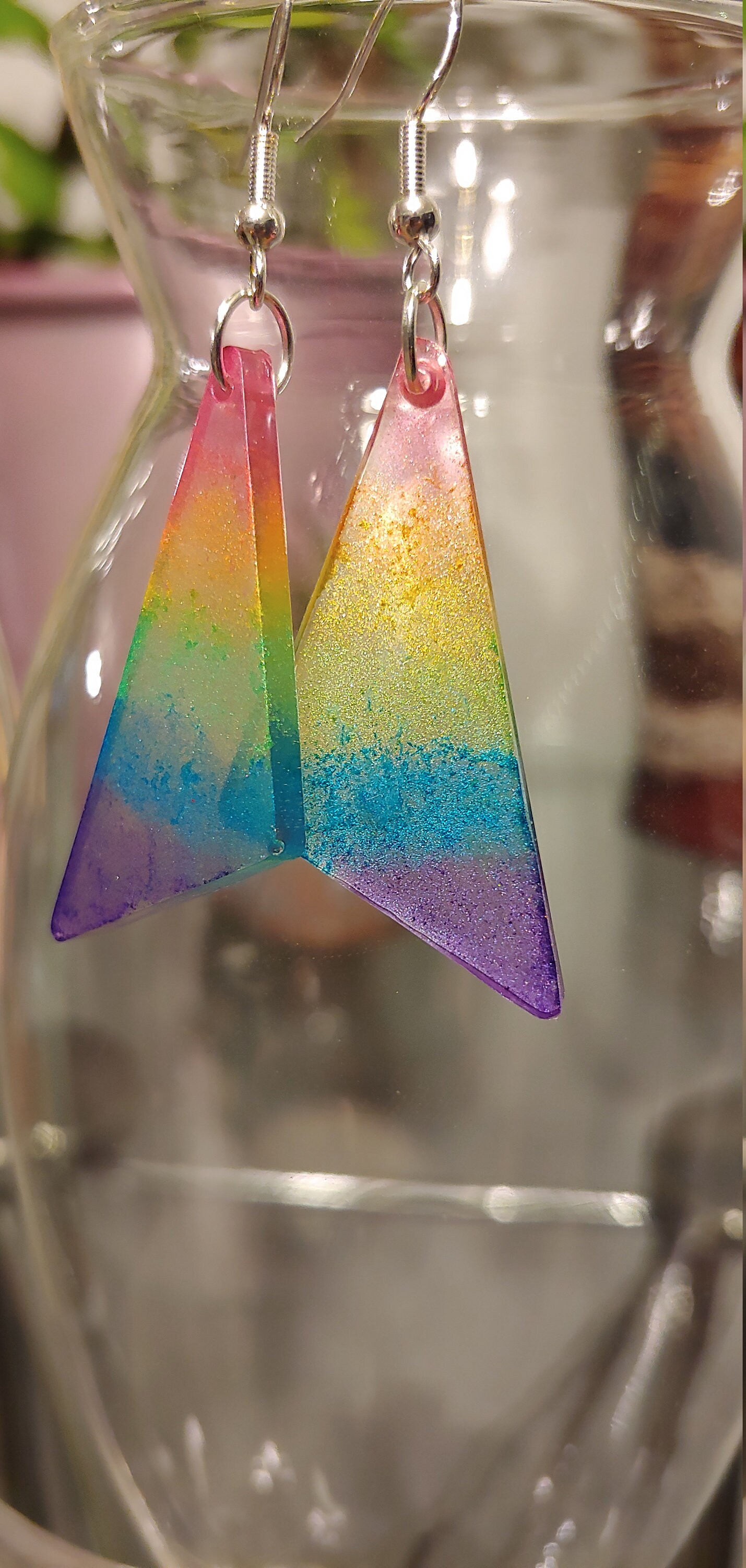 Handmade Rainbow MICA powder Resin Earrings 36 Etsy