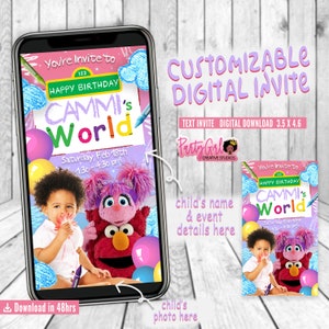 NEW Editable Digital Invitation | Birthday Invitations; Template Downable | Girl Kids invitation; Invite Digital