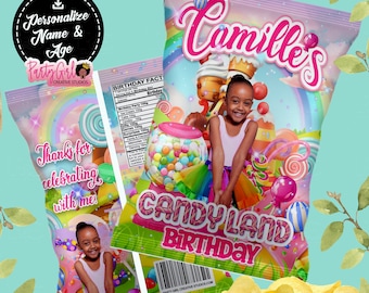 Candy Inspired Chip Bag; Capri Sun Juice Pouch Labels; Water Bottle Labels; Fruit Snacks Party Favors