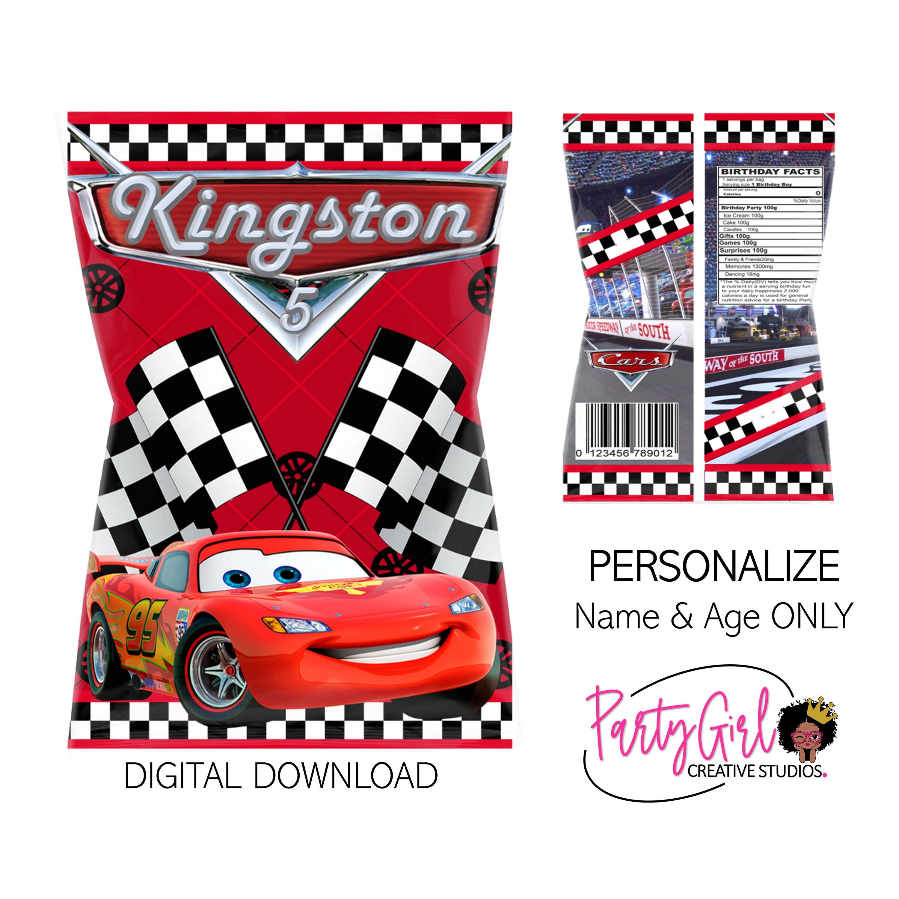 Cars Etiquetas de Bolsas de Chip Cars Chip Bag Template Etsy