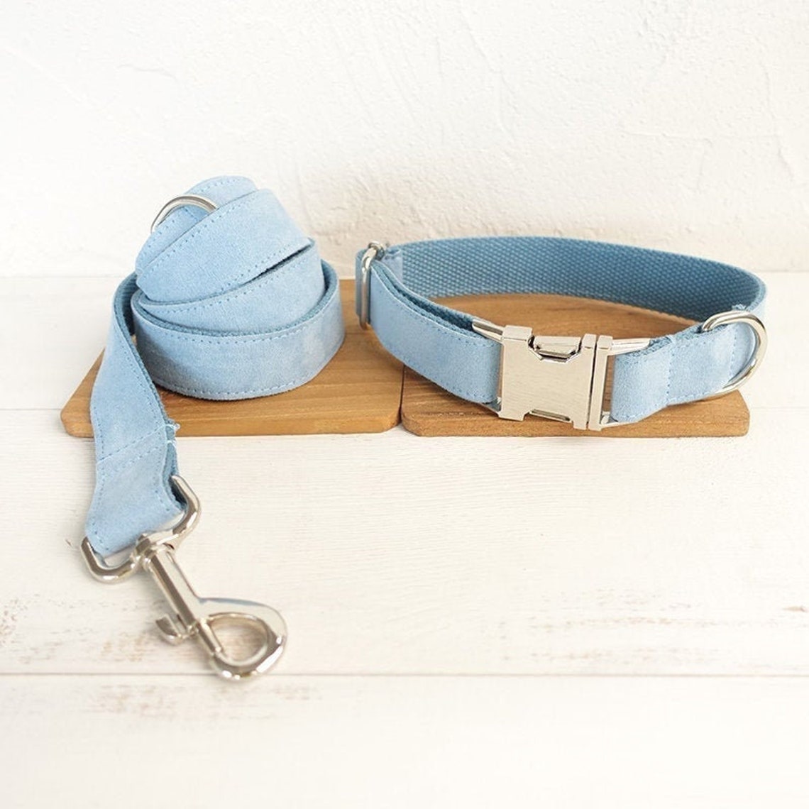 Modern Light Blue Dog Collar and Leash Set Art Collar Metal Etsy