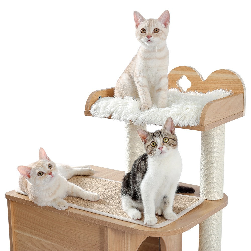 Luxury Wooden Cat House Condo Tree Furniture Natural Sisal Etsy