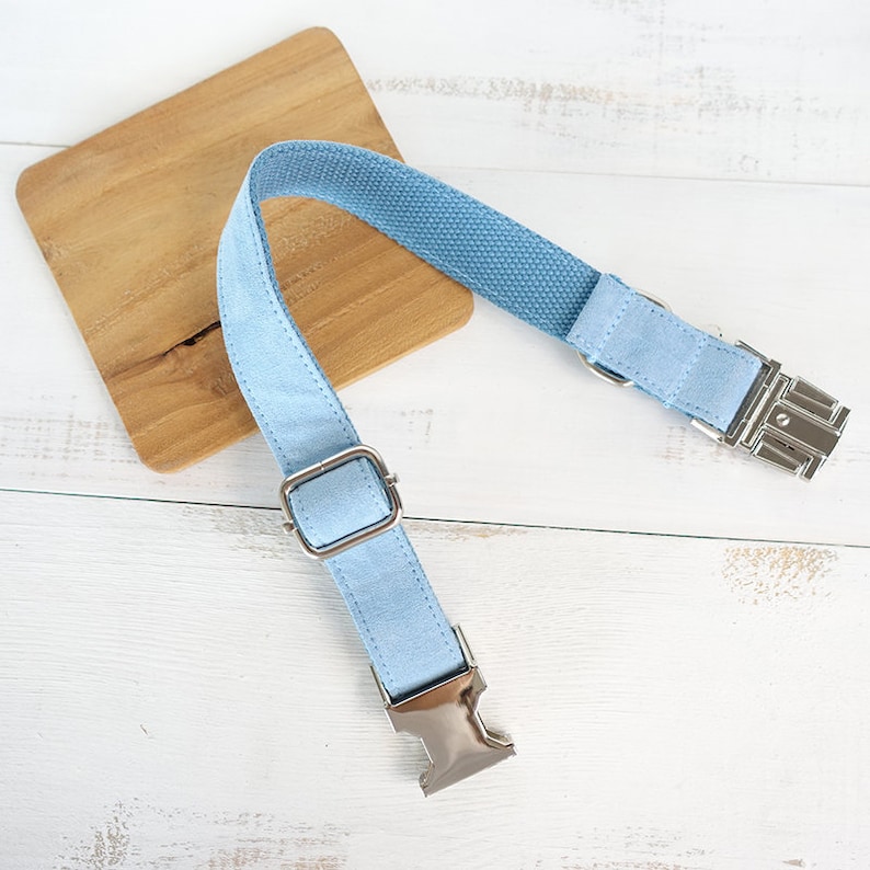Modern Light Blue Dog Collar and Leash Set Art Collar Metal Etsy