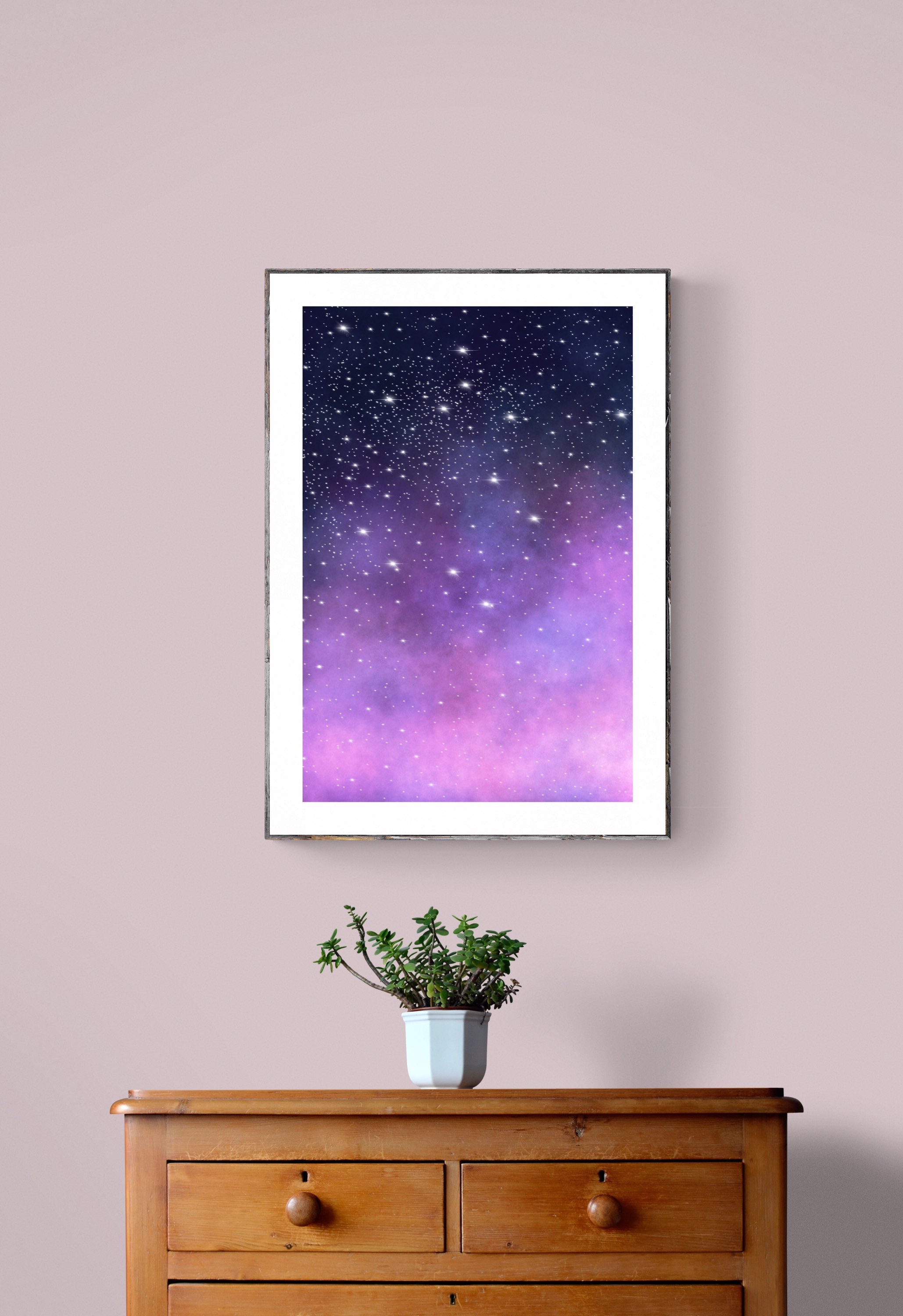 Purple Starry Space Art Print Poster Stars and Sky design | Etsy