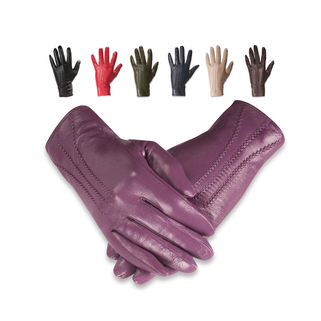 Womens Leather Gloves Ladies Winter Warm Leather Gloves Quivano Amber