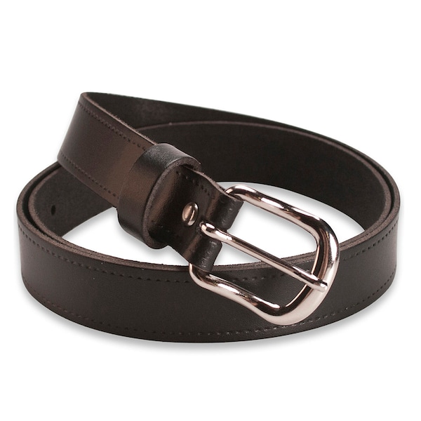 Leather Belt - UK Made - Genuine 100% Leather - 1" - 1.25" - 1.5" Widths - Silver Buckle - Full Grain Leather