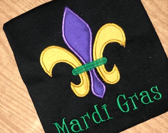 Fleur De Lis Mardi Gras Embroidery Shirt