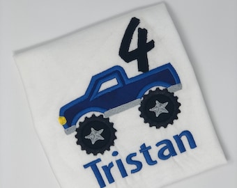 Monster Truck Birthday Embroidery Shirt