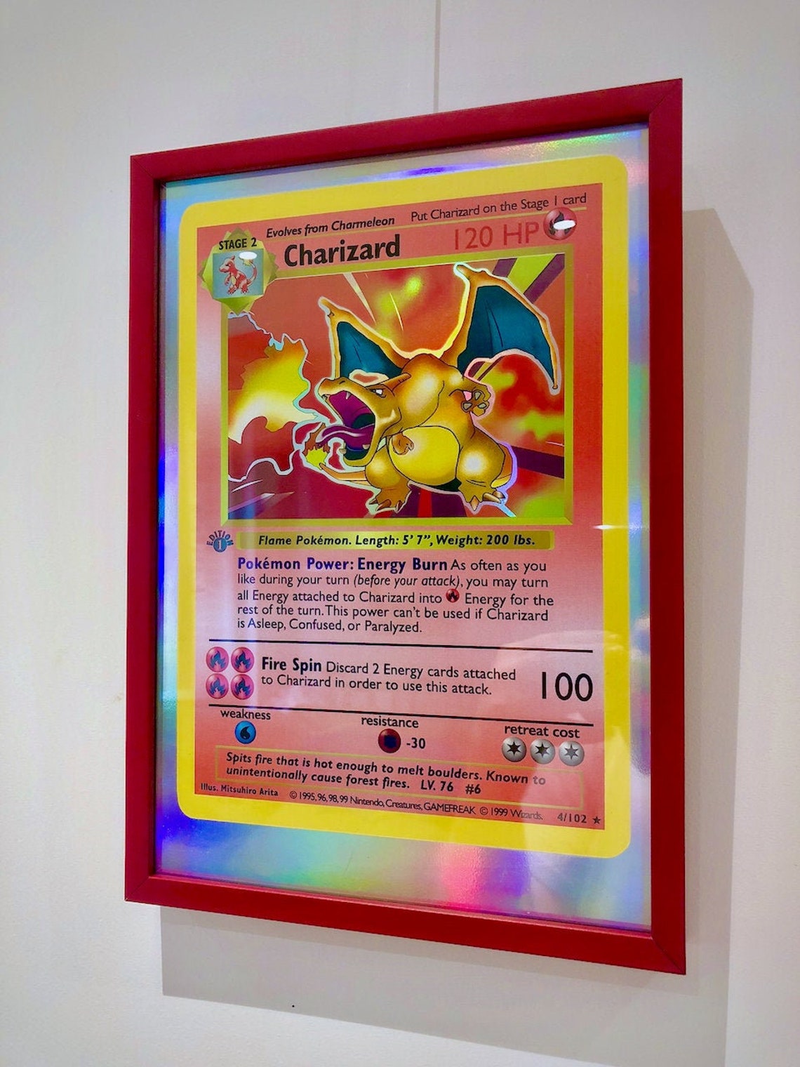 Charizard Pokemon Holographic Print Framed | Etsy
