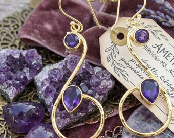 Vergoldete Amethyst-Ohrringe: Einzigartige Geschenke für ihren Februar Birthstone Lila Kristallschmuck