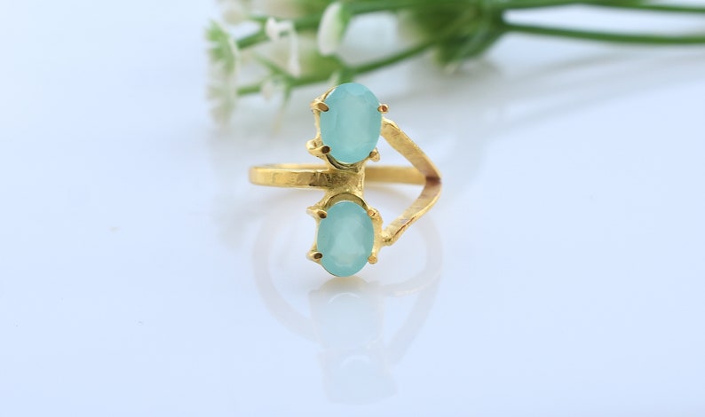 Aqua Chalcedony Ring* Wedding Rings *Rings for Girls* Organic Rings *Statement Rings*Gemstone Rings*Gold Rings *March Birthstone Ring-VR-223