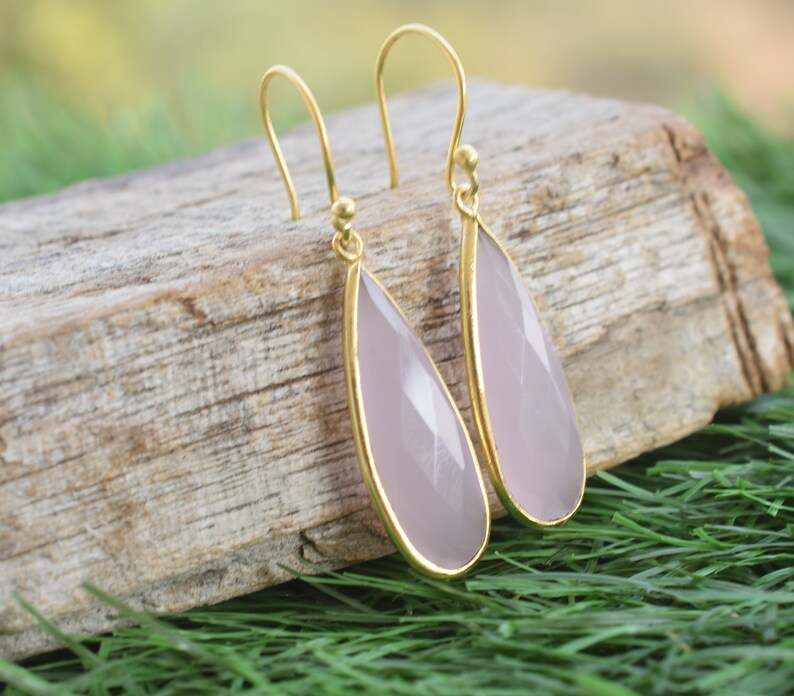 Rose Quartz Earrings Organic Earrings dangle Earrings Etsy