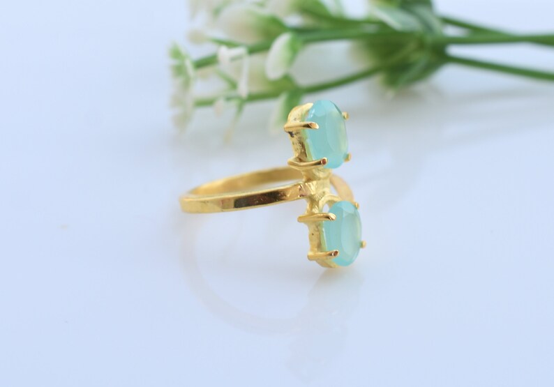Aqua Chalcedony Ring* Wedding Rings *Rings for Girls* Organic Rings *Statement Rings*Gemstone Rings*Gold Rings *March Birthstone Ring-VR-223