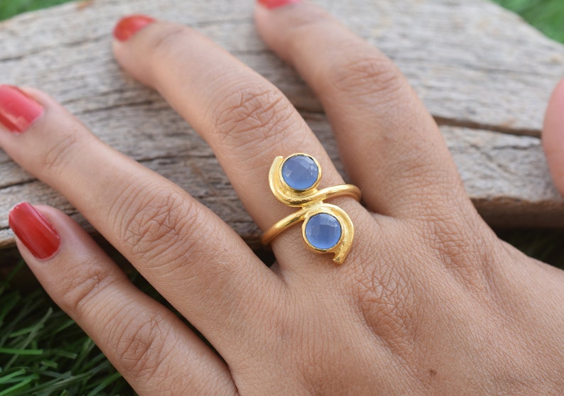 Blue Chalcedony Ring *Wedding Rings *Rings for Girls* Organic Ring*Statement Rings*Gemstone Rings*on sale*March Birthstone Rings VR-263
