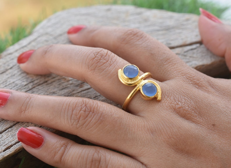 Blue Chalcedony Ring *Wedding Rings *Rings for Girls* Organic Ring*Statement Rings*Gemstone Rings*on sale*March Birthstone Rings VR-263