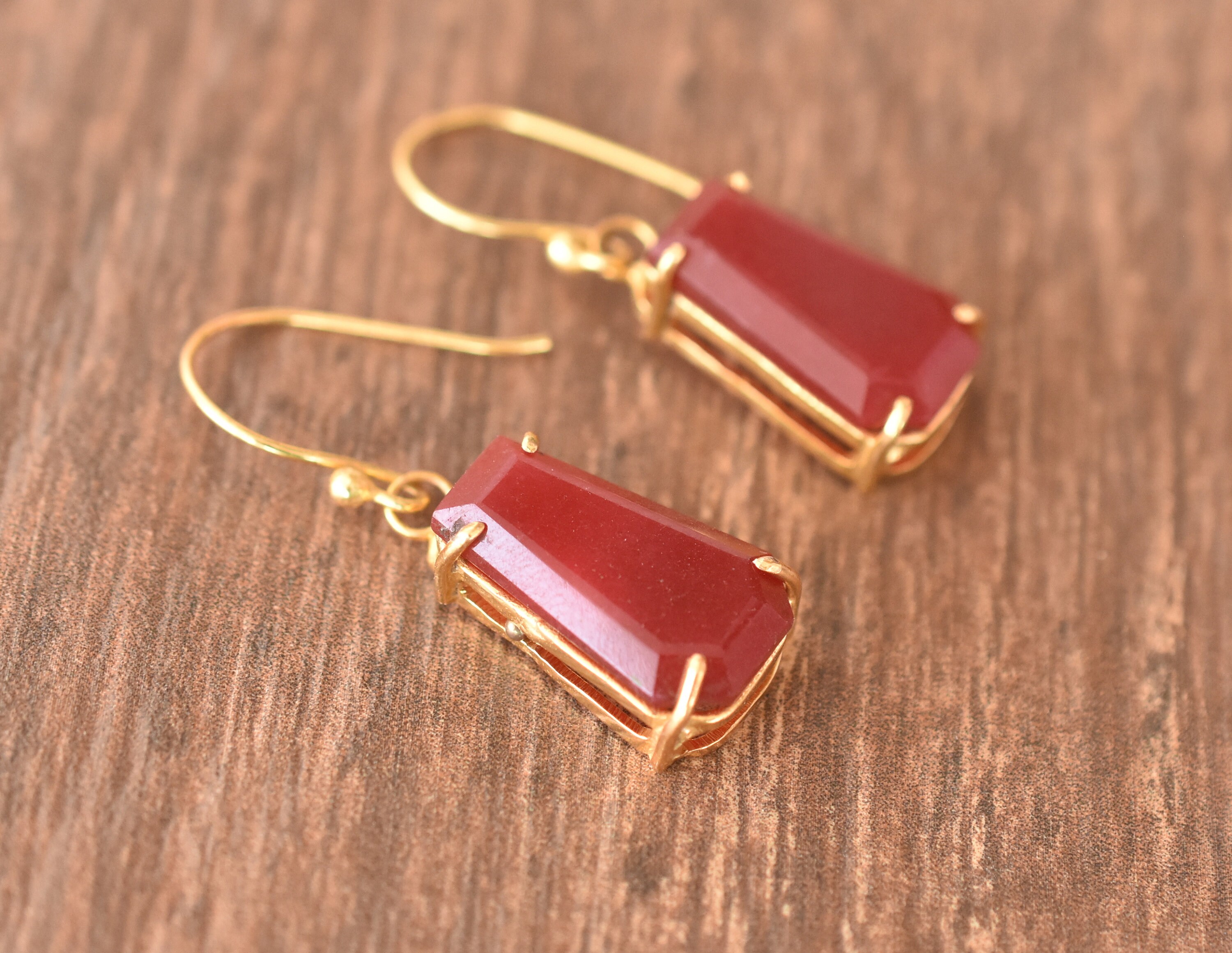 Coffin Earrings Red Jade Earrings Minimalist Earrings Etsy
